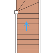Das Bild zeigt eine schematische Darstellung eine L-Treppe.